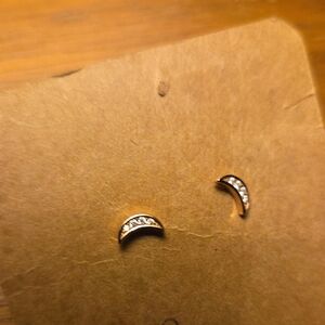 Gold Crescent Rose Gold Moon Earrings